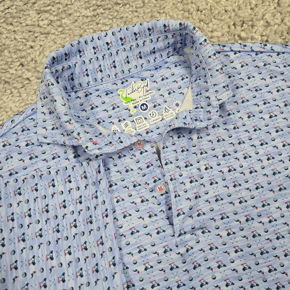 TailorByrd Mens Golf Print Polo Shirt Size M Performance Stretch‎ Preppy